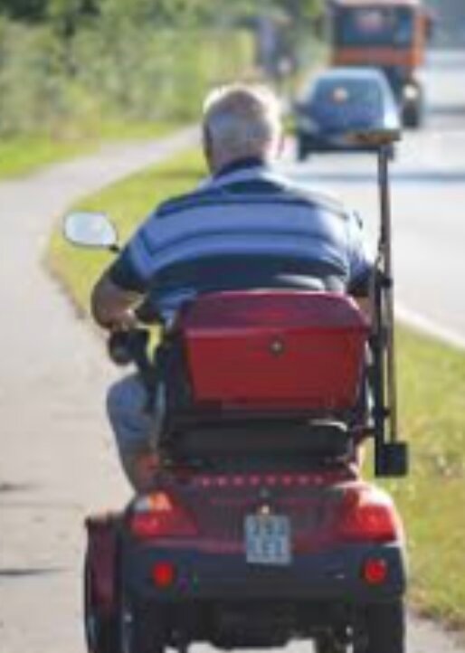 Use the footpath or nature strips, or if the footpath or nature strip is unsuitable, then you may use a road.